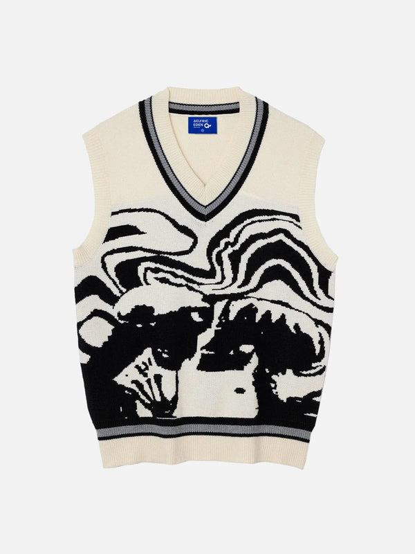 Aelfric Eden Skeleton Portrait Graphic Sweater Vest