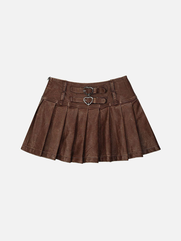 Aelfric Eden Heart Belt Faux Leather Pleated Skirt