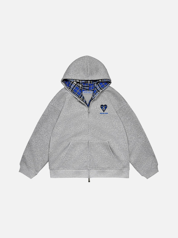 Aelfric Eden Plaid Double Layer Zip Up Hoodie