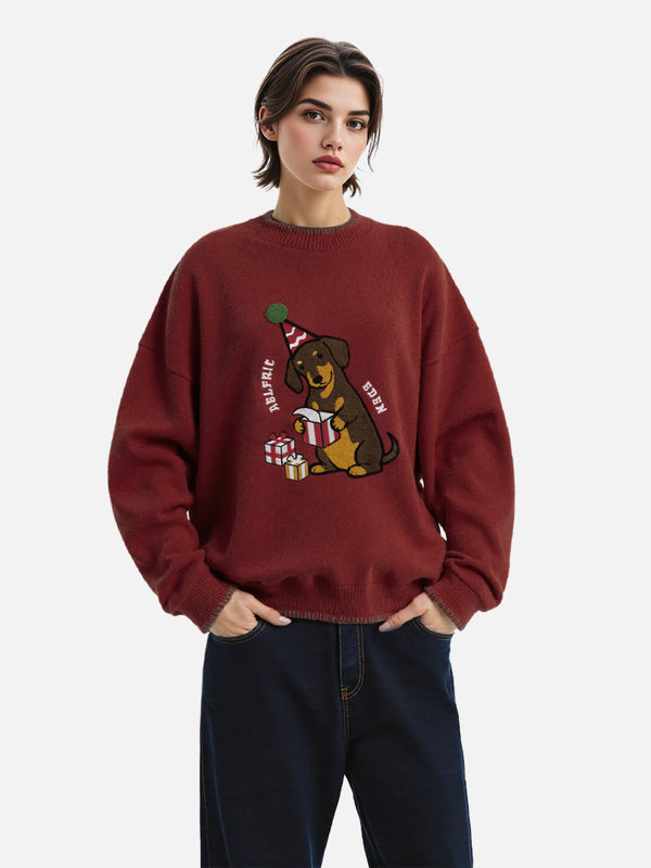 Aelfrc Eden Christmas Hat Dachshund Sweater