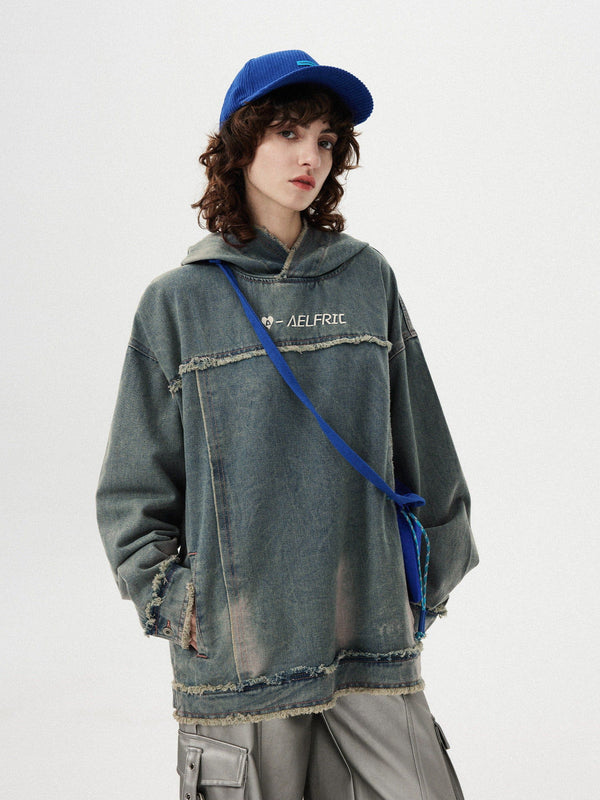 Aelfric Eden Fringe Denim Washed Hoodie