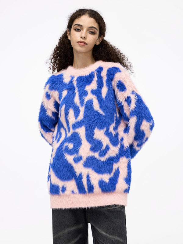 Aelfric Eden Color Blocking Faux Fur Sweater