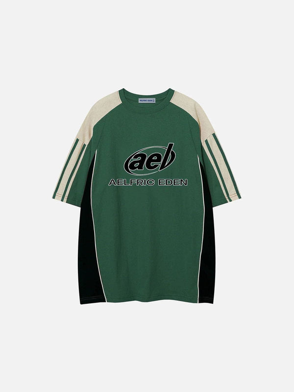 Aelfric Eden Kontrastfarbenes Speedway-Renn-T-Shirt