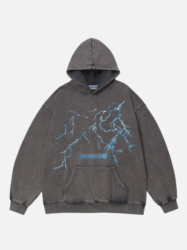 Aelfric Eden Washed Lightning Print Hoodie