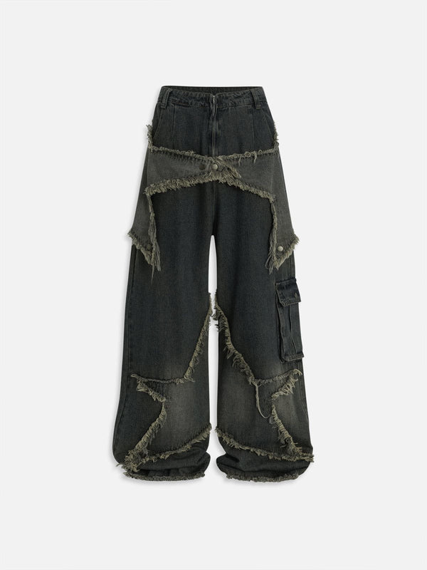 Aelfric Eden Denim-Jeans mit Distressed-Effekt und Patchwork-Sternmuster