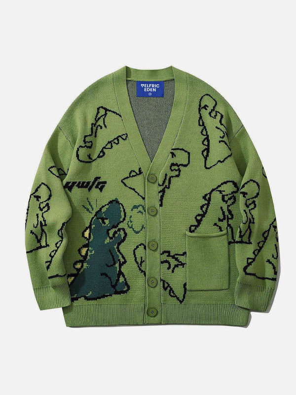 Aelfric Eden Strickjacke mit Dinosaurier-Cartoon-Muster