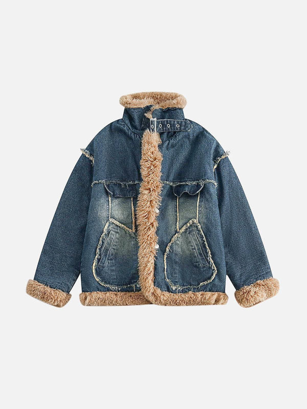 Aelfric Eden Denim Patchwork Sherpa Coat