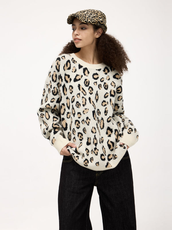 Aelfric Eden Apricot Leopard Print Sweater