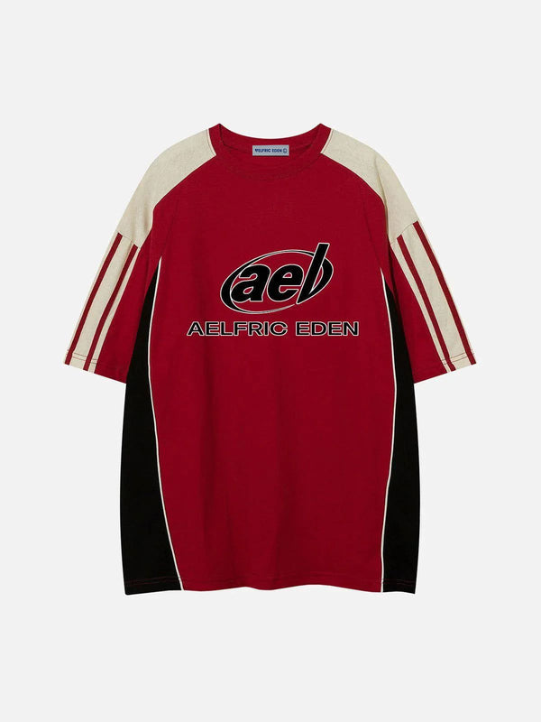 Aelfric Eden Kontrastfarbenes Speedway-Renn-T-Shirt