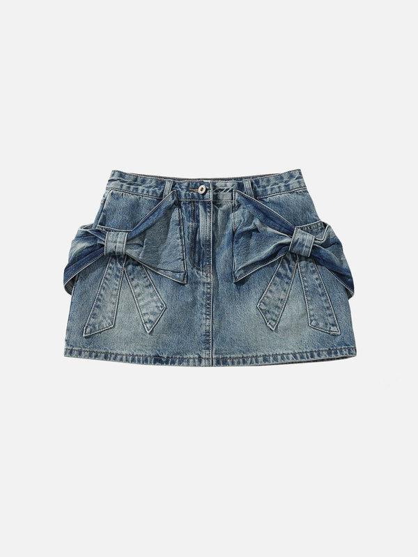 Aelfric Eden Bow Denim Micro Mini Skirt
