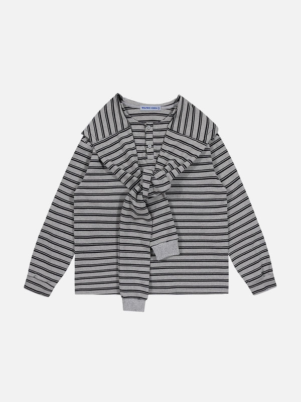 Aelfric Eden Stripe Patchwork Hooded Long Sleeve Tee