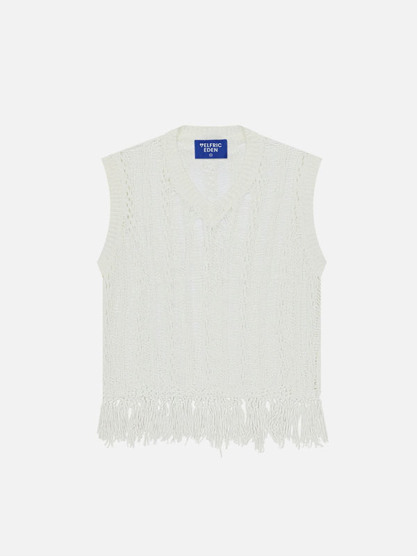 Aelfric Eden Open Knit Tassel Sweater Vest