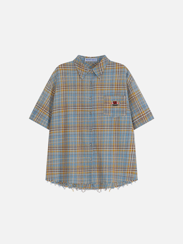 Aelfric Eden Gradient Plaid Pocket Short Sleeve Shirt