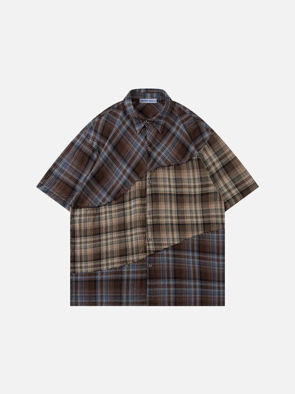 Aelfric Eden Plaid Patchwork Short Sleeve Shirt