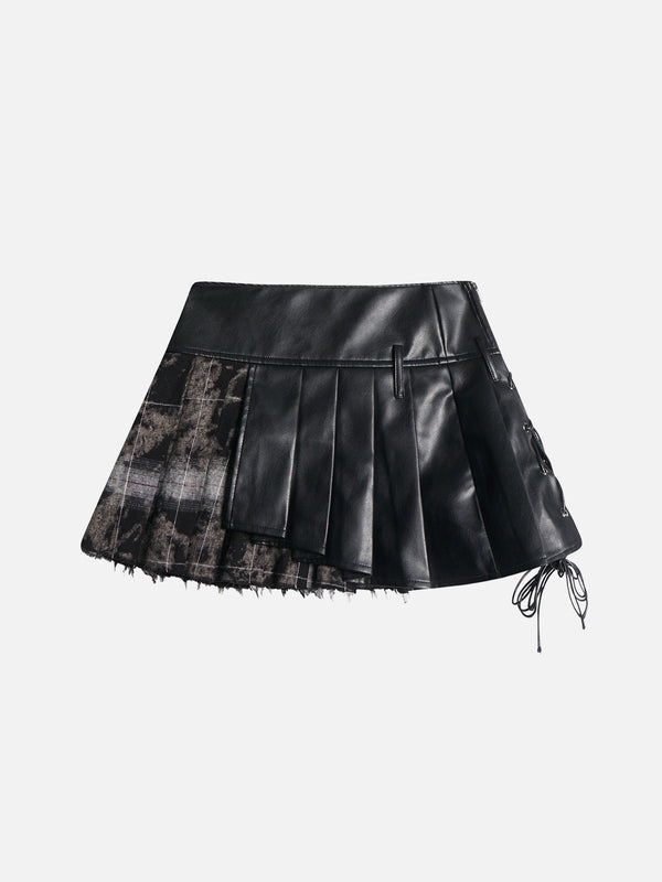 Aelfric Eden Plaid Patchwork Faux Leather Skirt