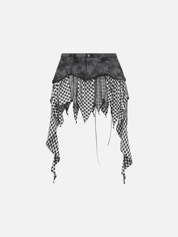 Aelfric Eden Irregular Plaid Patchwork Skirt