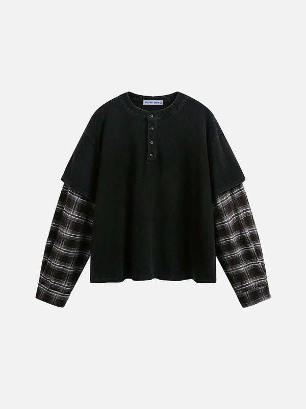 Aelfric Eden Plaid Two Layer Washed Long Sleeve Tee