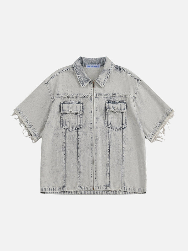 Aelfric Eden Fringe Washed Denim Short Sleeve Shirt