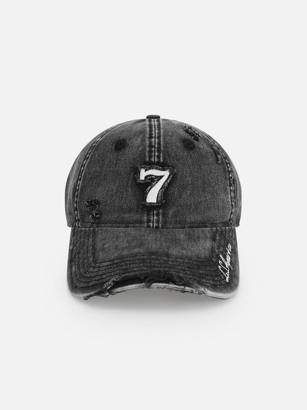 Number Washed Distressed Cap