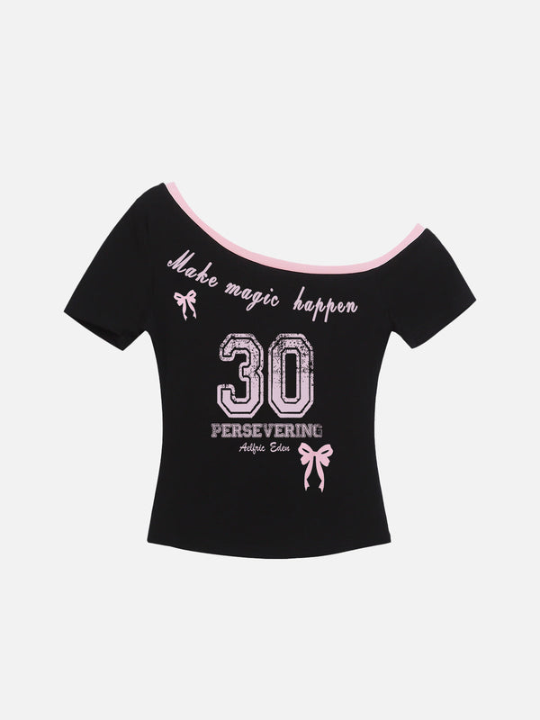 Aelfric Eden Number Print Off-The-Shoulder Tee