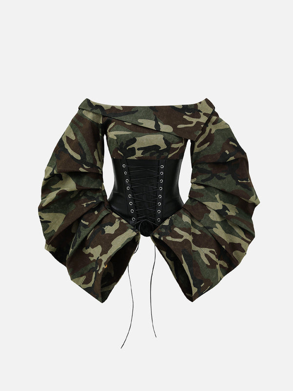 Aelfric Eden Camouflage Puffed Sleeve Long Sleeve Tee