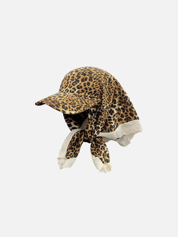 Leopard Print Lace Patchwork Cap