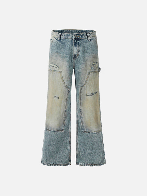 Aelfric Eden Washed Distressed Double Knee Jeans