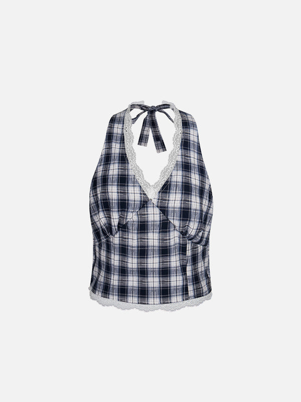 Aelfric Eden – Kariertes Camisole-Oberteil aus Spitze