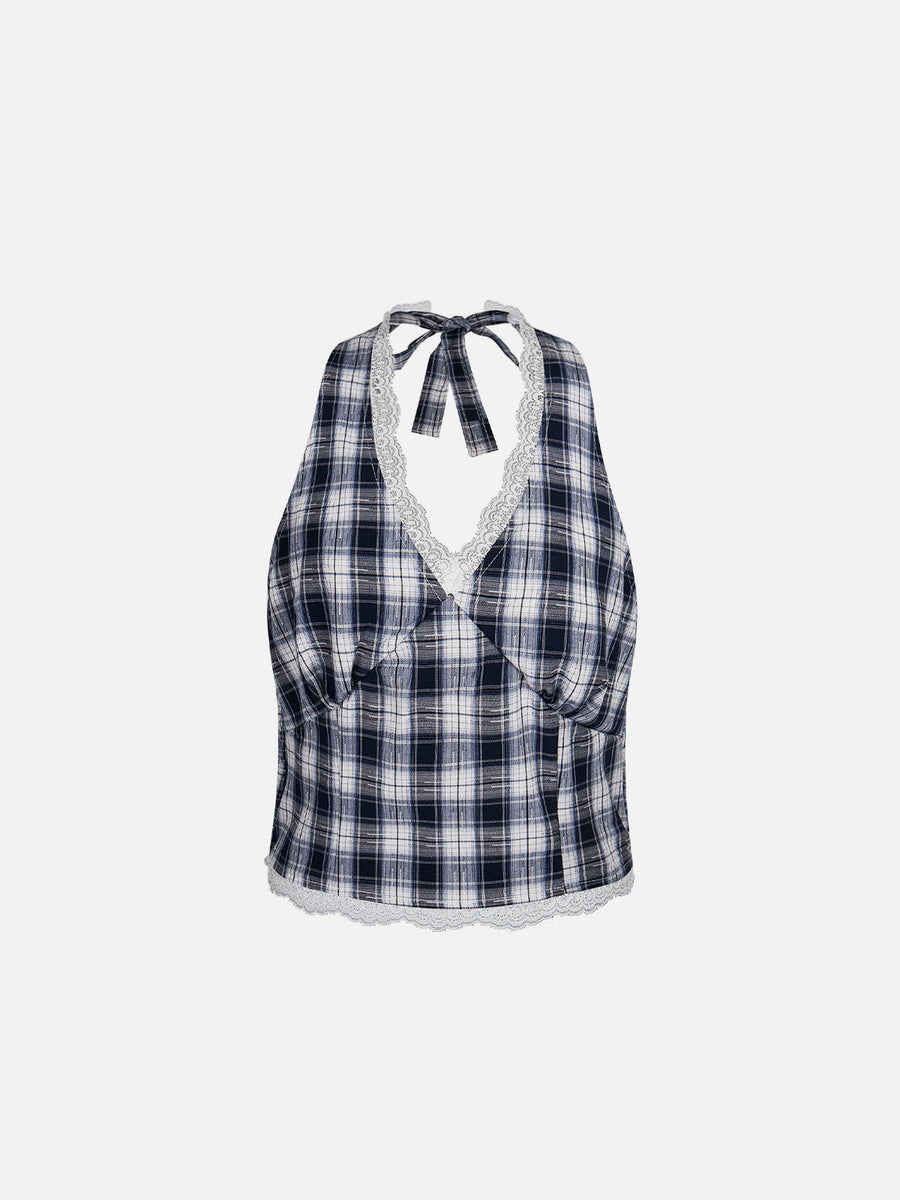 Aelfric Eden – Kariertes Camisole-Oberteil aus Spitze
