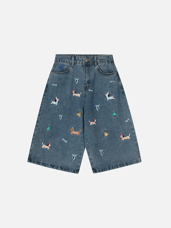 Aelfric Eden – Lange Jorts mit Dackel-Stickerei