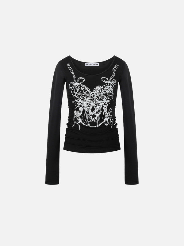 Aelfric Eden Langarm-T-Shirt mit Schleifen-Print