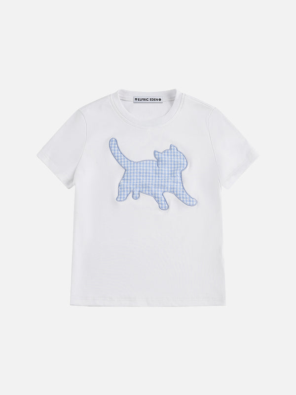 Aelfric Eden Kariertes Katzen-T-Shirt