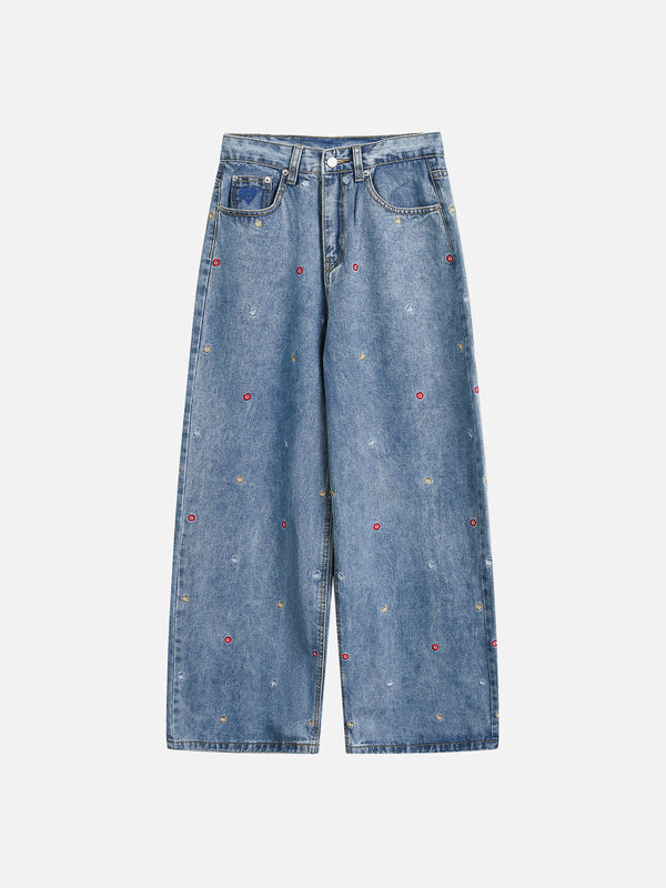 Aelfric Eden Jeans mit bunter Blumenstickerei