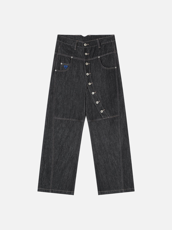 Aelfric Eden – Raw Jeans mit unregelmäßigen Knöpfen