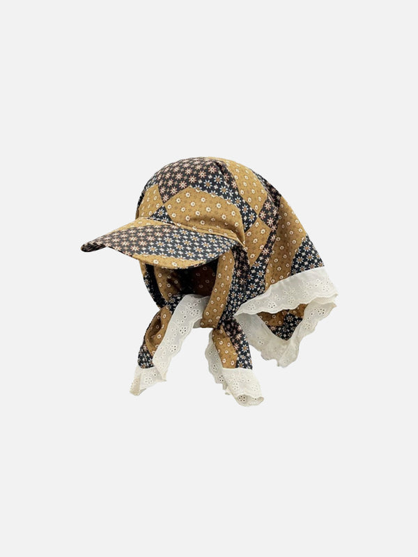 Patchwork-Kappe mit Leopardenmuster und Spitze
