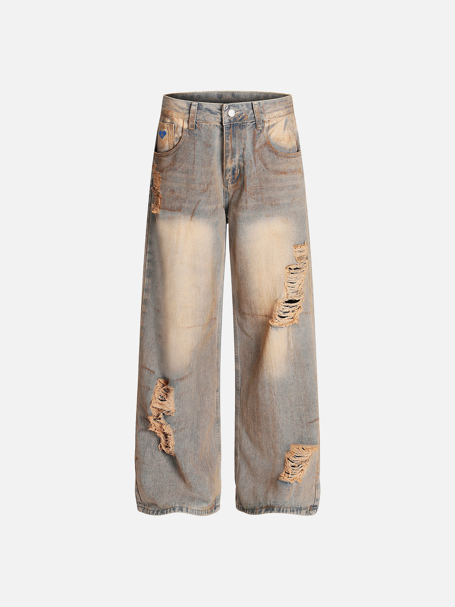 Aelfric Eden Dirt Color Distressed Baggy Jeans