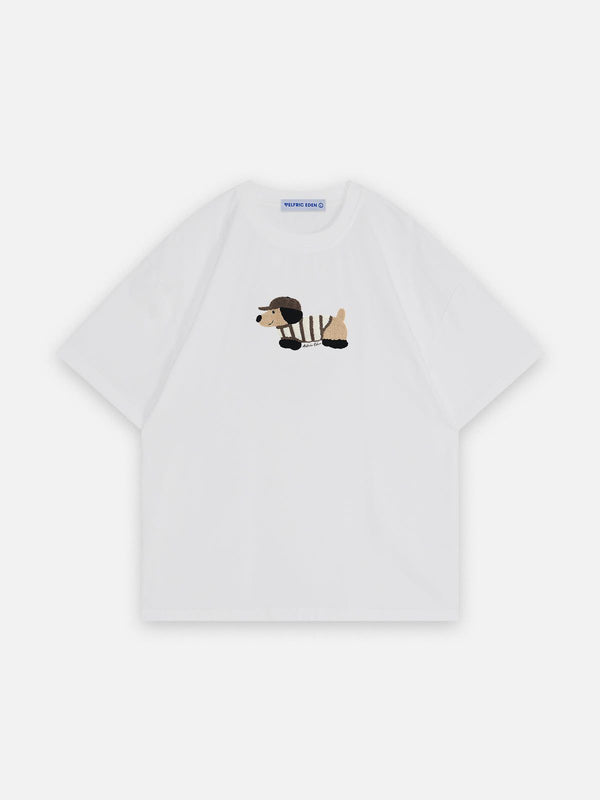 Aelfric Eden – T-Shirt mit Dackel-Stickerei