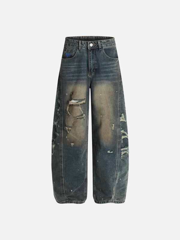 Aelfric Eden Washed Distressed Barrel Jeans