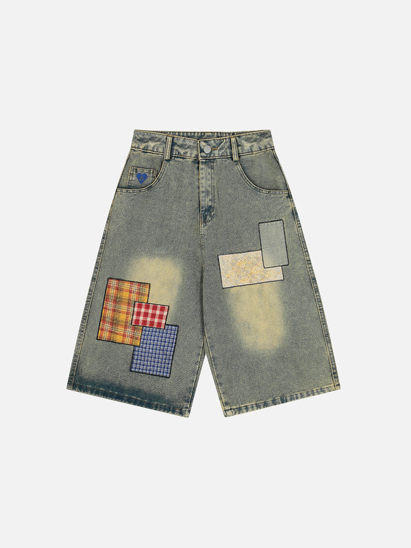 Aelfric Eden Plaid Embroidery Longline Jorts