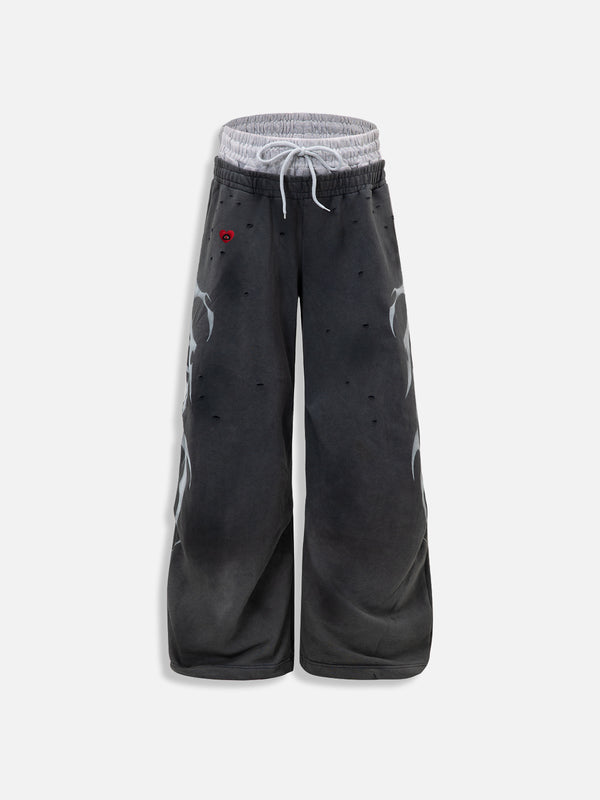 Aelfric Eden Thorn Print Double Waist Baggy Sweatpants
