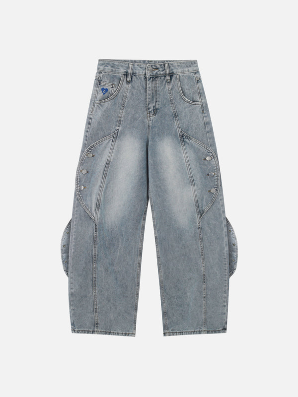 Aelfric Eden Button Patchwork Washed Baggy Jeans