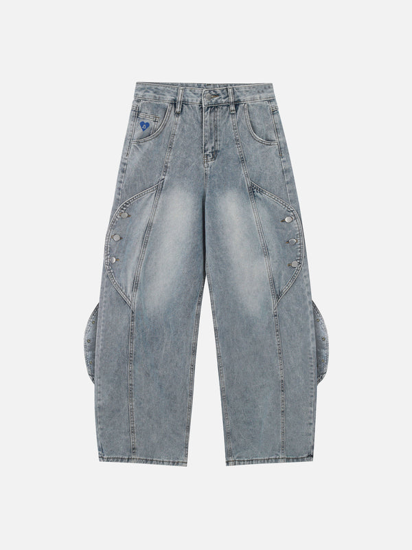 Aelfric Eden Button Patchwork Washed Baggy Jeans