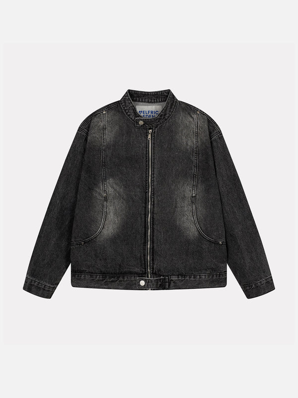 Aelfric Eden Vintage Washed Zip Up Denim Jacket