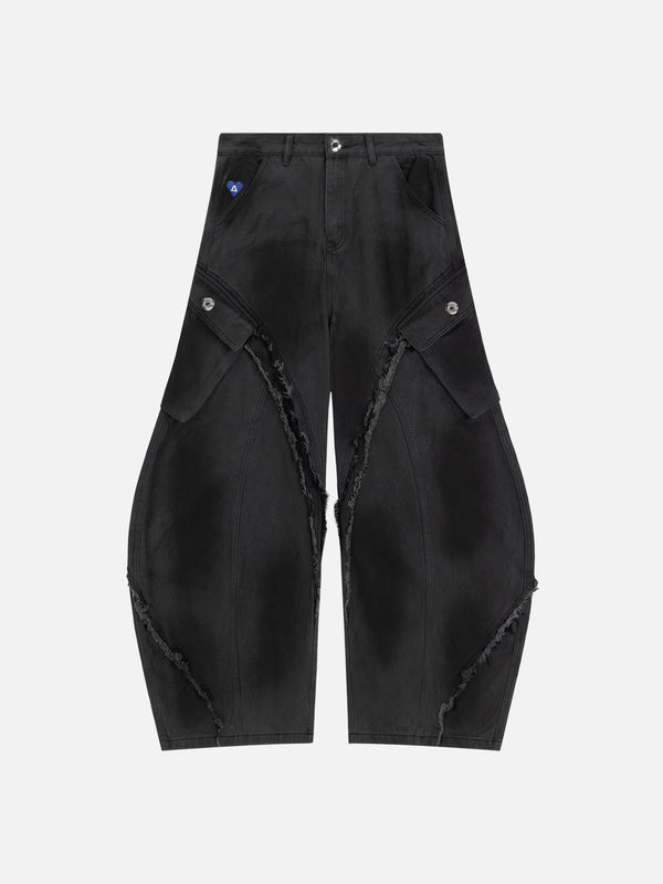 Aelfric Eden Multi-Pocket-Fransen-Barrel-Jeans