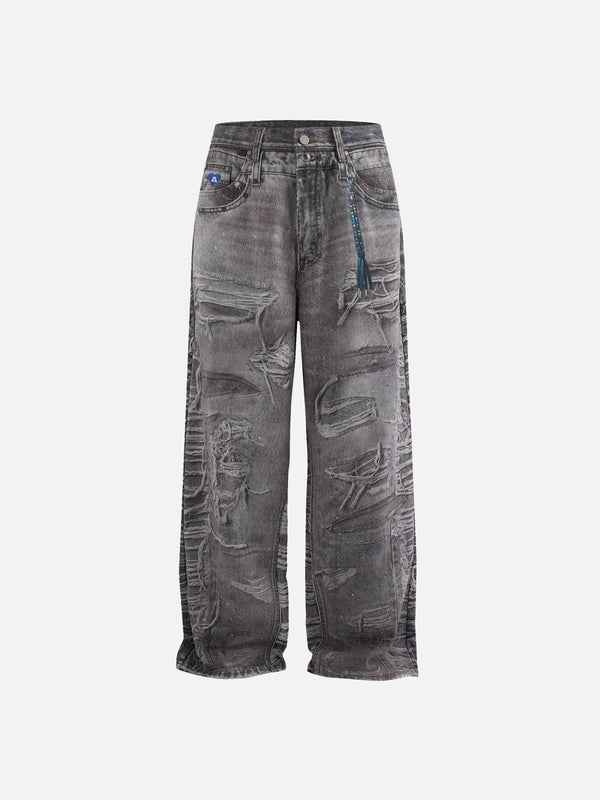 Aelfric Eden Tassel Distressed Print Jeans