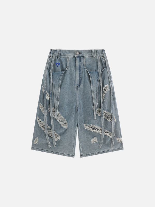Aelfric Eden Washed Distressed Ribbon Longline Jorts