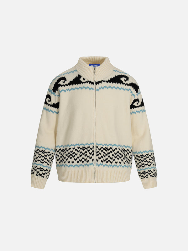 Aelfric Eden Wave Graphic Fair Isle Cardigan