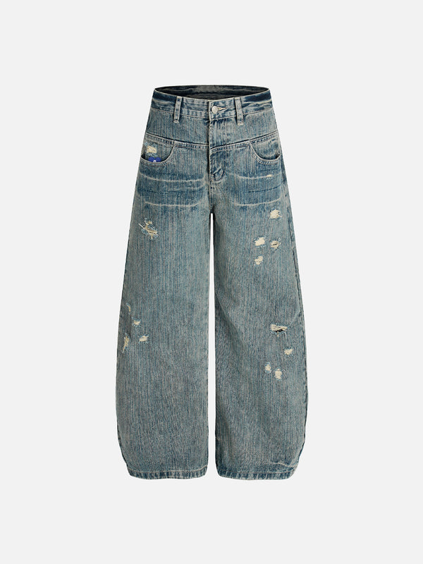 Aelfric Eden Distressed Washed Barrel Jeans