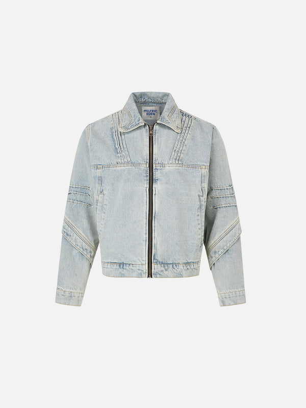 Aelfric Eden Pleated Washed Boxy Denim Jacket