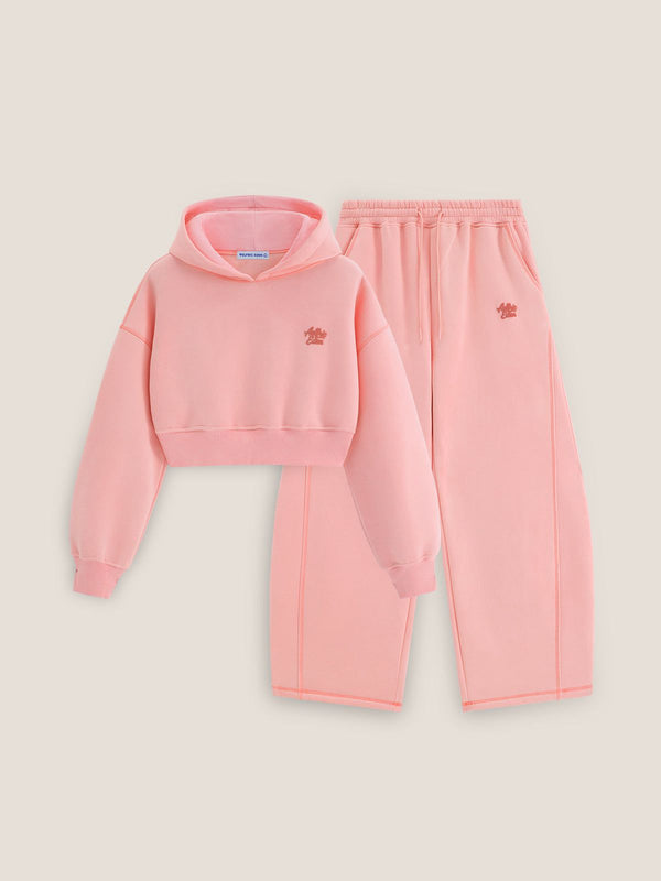 Cloud Essential Fleece Cropped Pullover Hoodie Sets